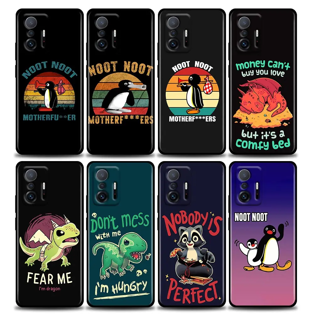 

Funny Cute Penguin Loong Dinosaur Anime Phone Case For Xiaomi Mi 12 12X 11T X4 NFC M3 F3 GT M4 Pro Lite NE Poco M3 M4 X4 Redmi