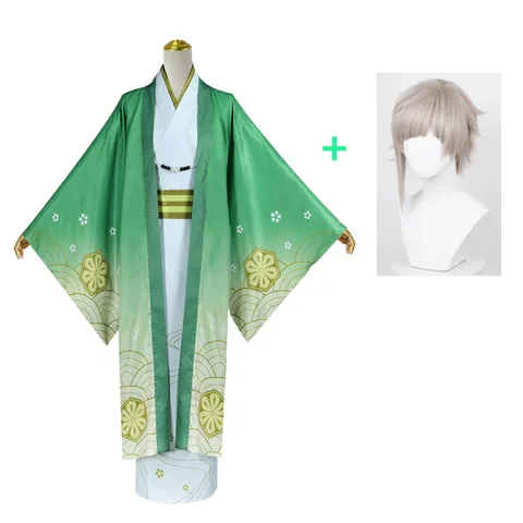 Зеленое кимоно для косплея Nakajima atсуси, парик, костюм аниме «бродячие псы», накажима atсуши, новогодняя кожаная униформа