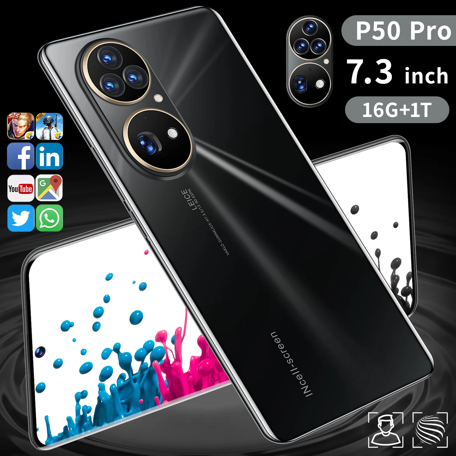Смартфон P50 Pro 7 3 дюйма Qualcomm 888 16 ГБ ТБ две SIM-карты 4G разблокированный сотовый