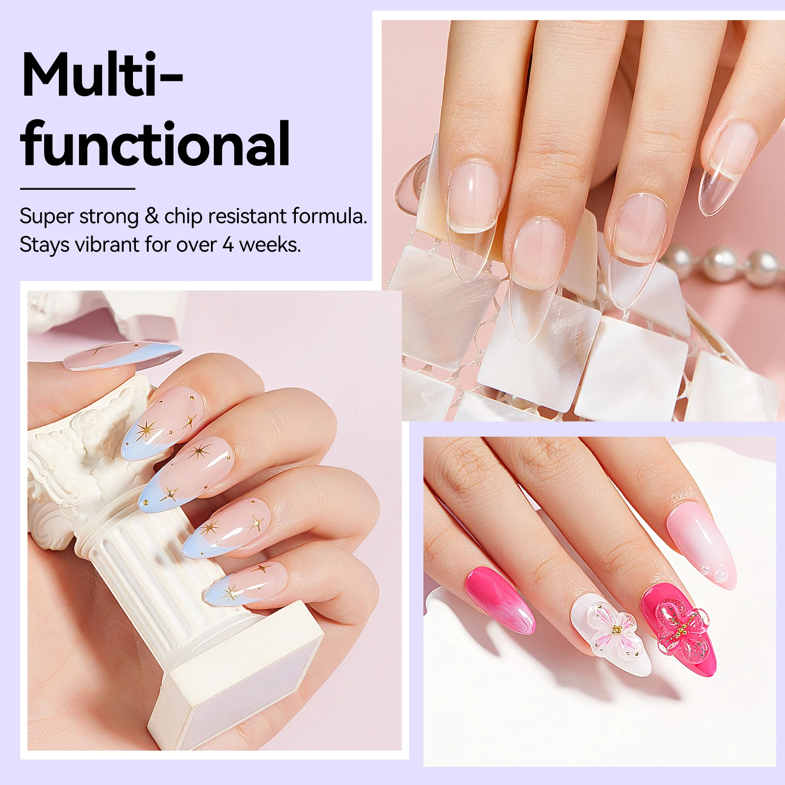 MIZHSE 30G Clear Solid Nail Glue Gel Kit для Press On Nails Easy Quick Non Stick Hand 3D Flowers Art Crystal Jewelry