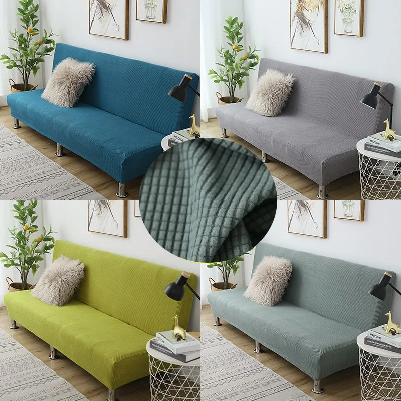 

Armless Sofa Bed Cover Solid Color Without Armrest Big Elastic Folding Furniture Decoration Bench Covers Non-slip cover 1PCS
