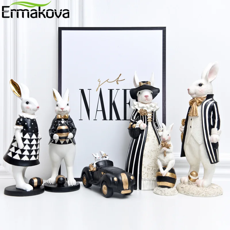 

ERMAKOVA American Rustic Cute Rabbit Ornaments Bunny Sculpture Bedroom Living Room Wine Cooler Decoration Wedding Gift