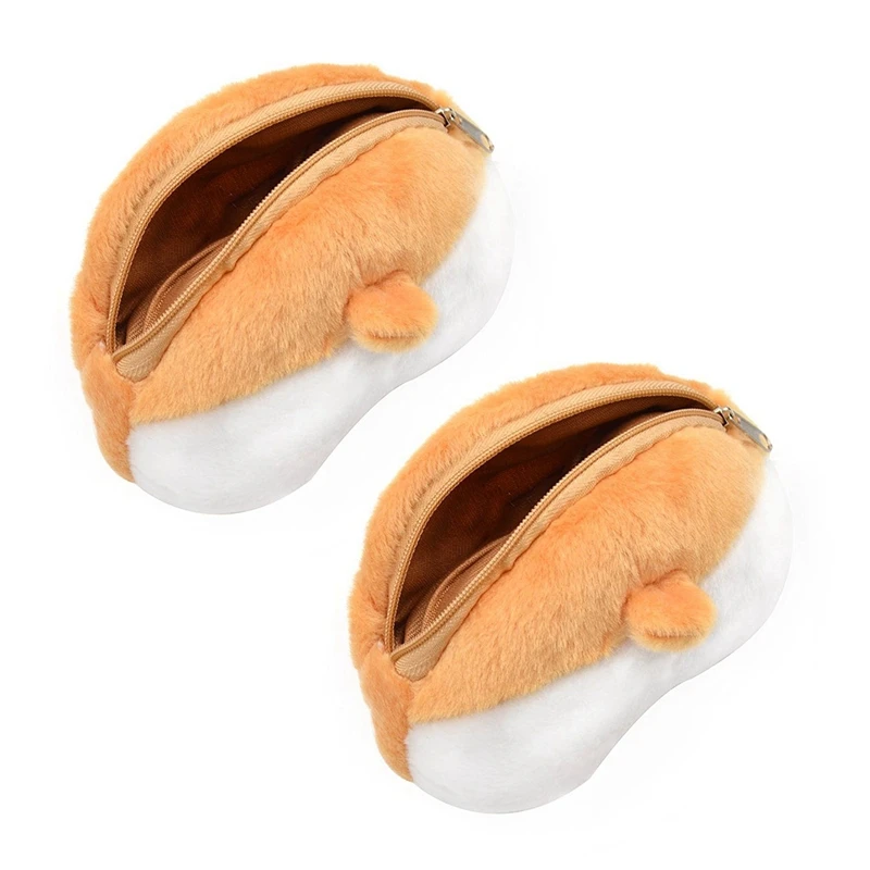 

Hot Kf-Cute 3D Corgi Butt Shape Coin Purse Shiba Bum Wallet Zipper Change Case 2 Pcs