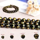 50100 шт. 8 мм-14 мм бусины Будды, подвески черного цвета с резьбой, золотой дракон, китайский Pixiu для браслета, сделай сам, изготовление ювелирных украшений
