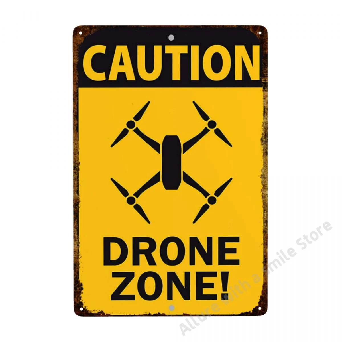 

Afterprints Caution Drone Zone Work Construction Notice Unique Novelty Aluminum Metal Sign 8"x12"