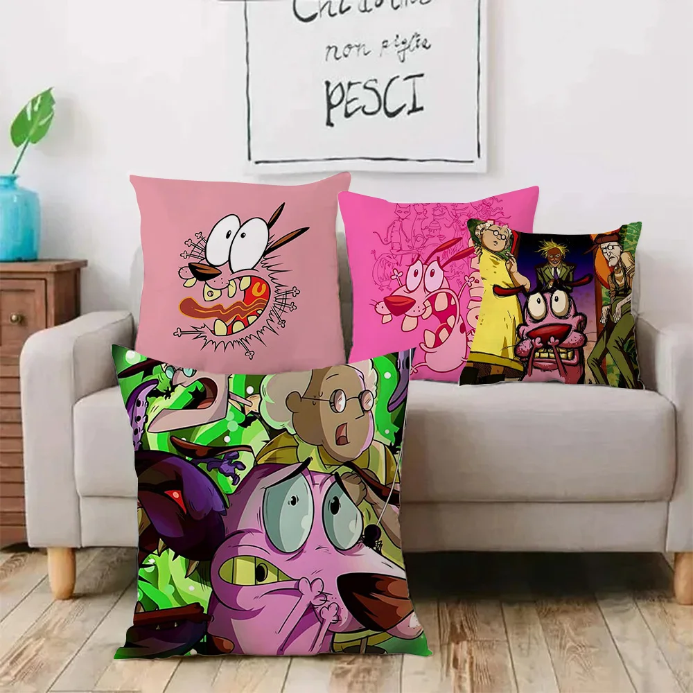 Cartoon C-COURAGE Pillow Covers Sofa Decorative Home Double-sided Printing Short Plush Cute Cushion Cover C-Cowardly Dog