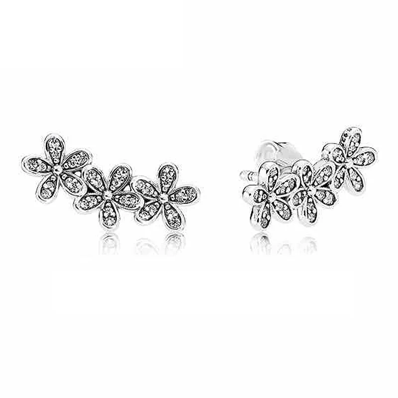 

Original Sparkling Dazzling Daisy Clusters With Crystal Stud Earrings For Women 925 Sterling Silver Wedding Gift Fashion Jewelry