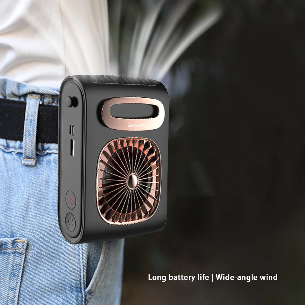 Personality Hanging Waist Fan Built-in 6000mah Large Capacity Battery Ultra Quiet Wearable Electric Fan Handheld Air Conditioner