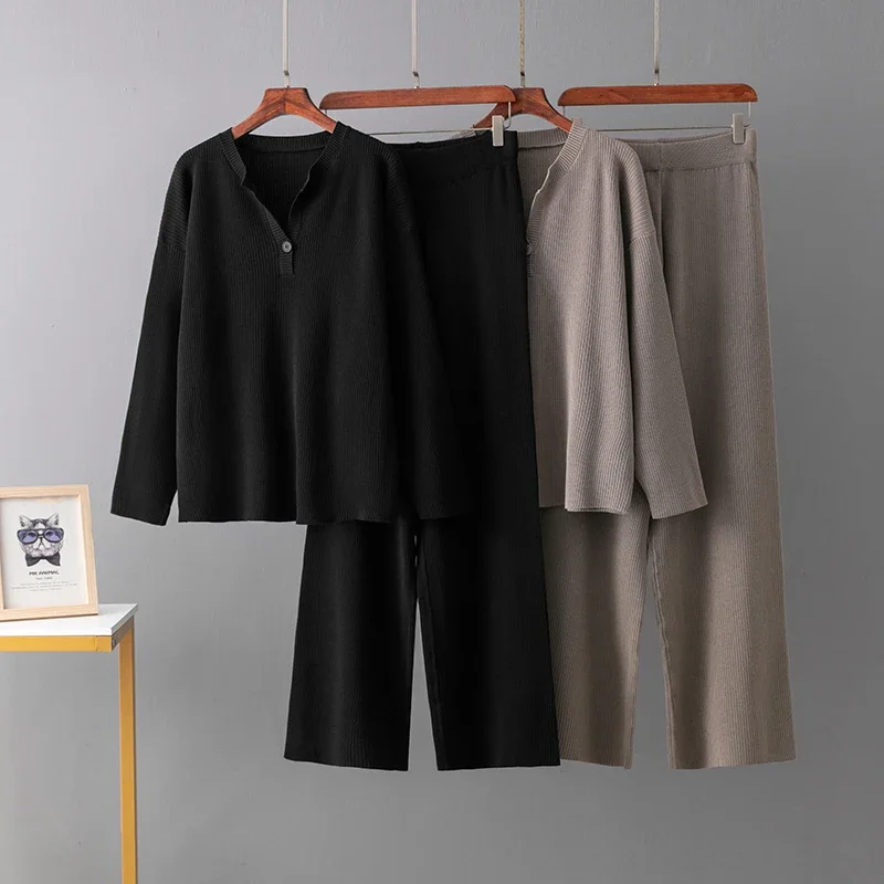 Вязаный свитер комплект из 2 предметов женский осенний теплый пуловер с