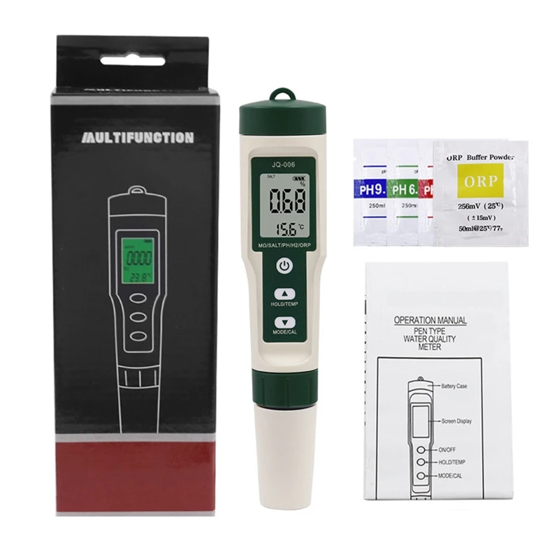

Digital Water Quality Tester 10 in 1 Multifunction Water Quantity Monitor P-H/TDS/EC/SALT/TEMP/S.G/ORP/H2/Fertile/Resist
