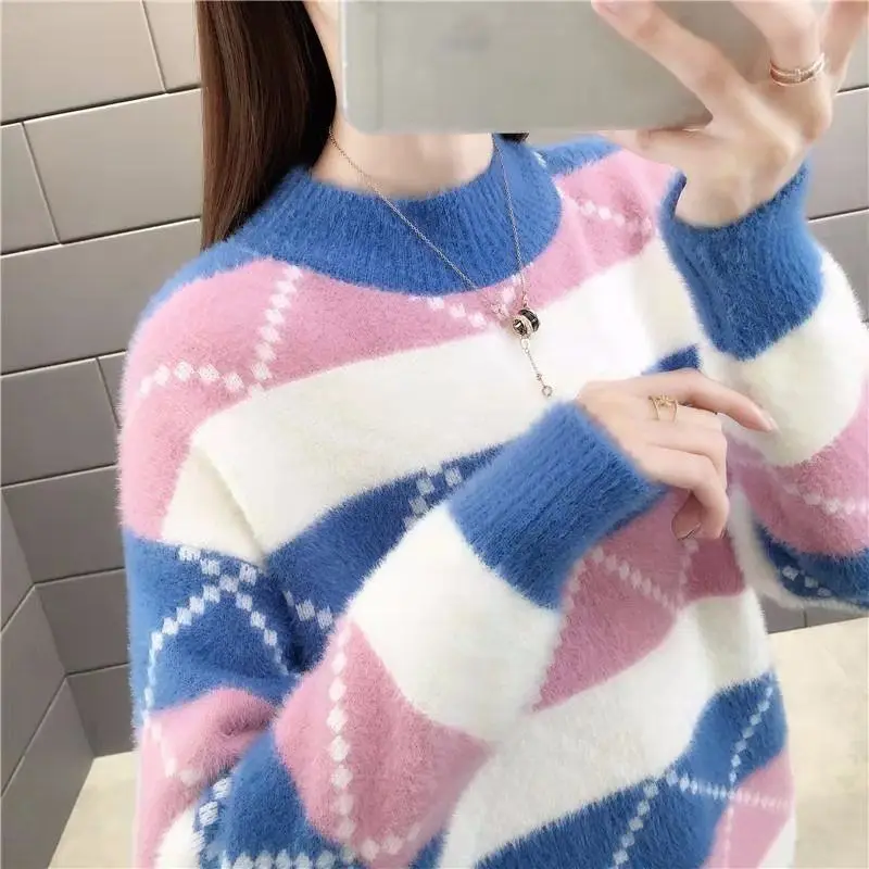 

Merino Wool Women's Pullover Sweater 2023 Autumn/Winter New Warm Sweater Women's Basic Solid Casual Solid Color Sweater D59