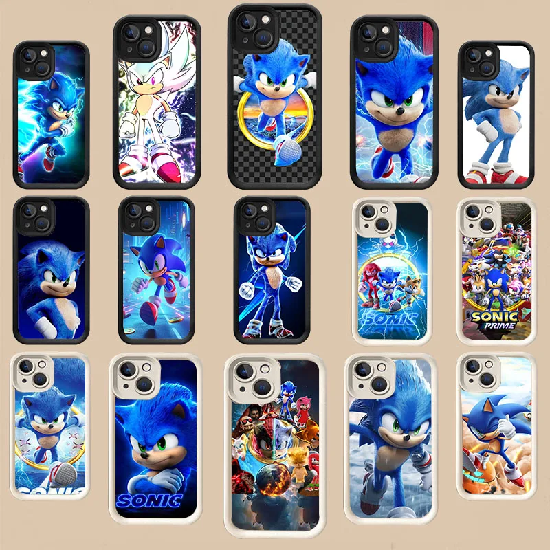 Фото WR-63 Белый ступенчатый чехол из ТПУ Sonic the Hedgehog для iPhone 11, 12, 13, 14, 15, Mini Pro Plus Max №1