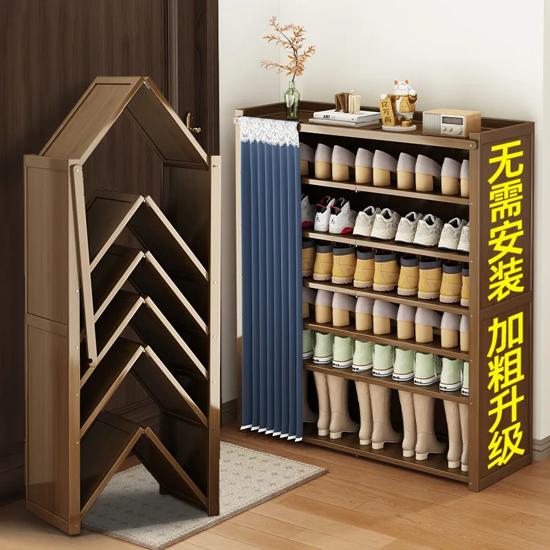 

Simple Installation-free Folding , Household Multi-Function Storage Rack, Rental Room Shoe Cabinet Door
