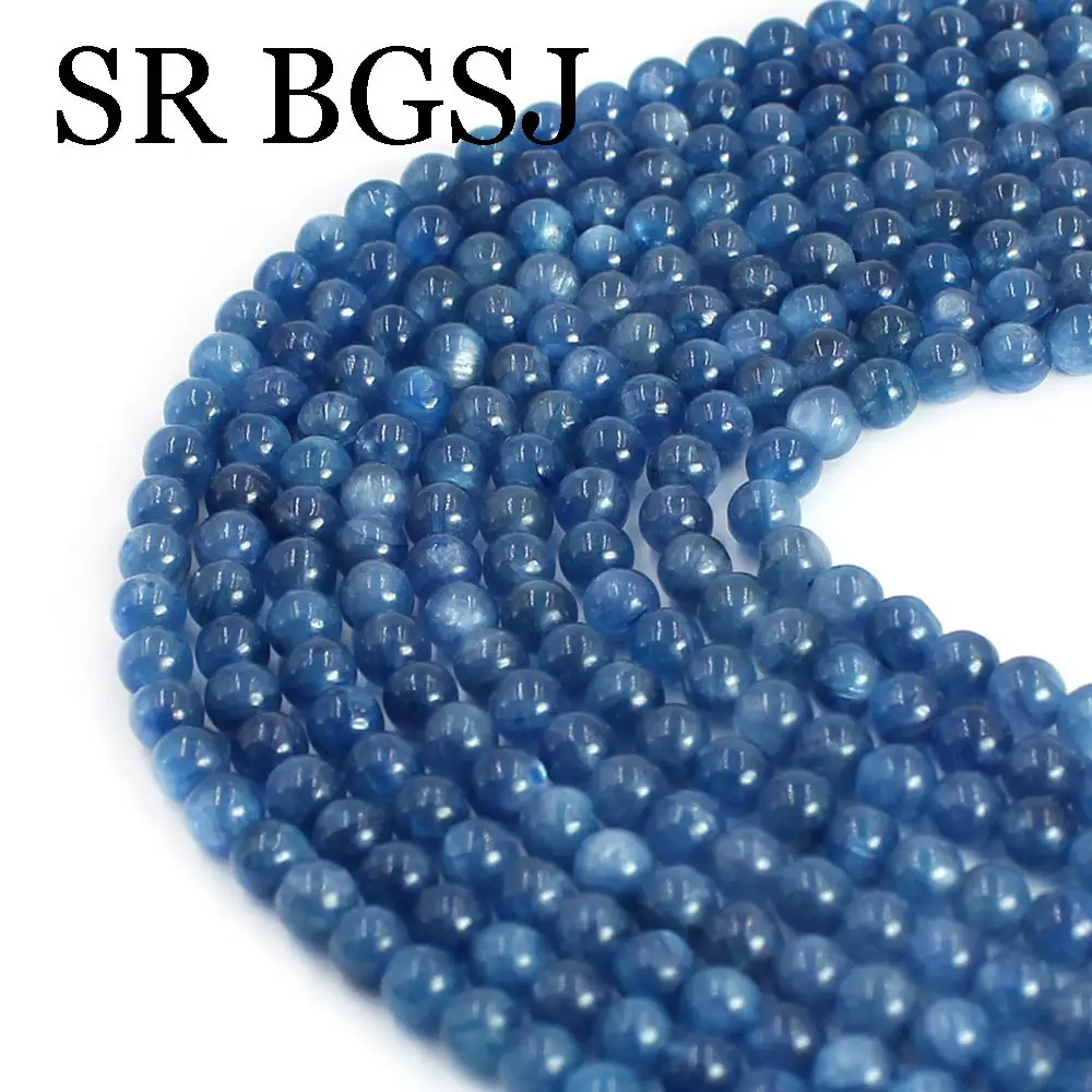 

Free Shipping 3A Grade 4mm Hot Sale Round Natural Gems Stone Blue Kyanite Small Loose Spacer Beads 15inch