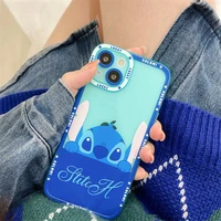 disney stitch cartoon soft silicone phone cases for iphone 13 12 11 pro max xr xs max x 7plus couple anti drop cover gift