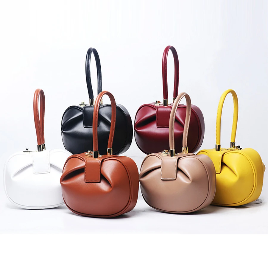 

Fashion Genuine Leather Top-handle Women Handbag Designer Hobos Dumpling Women Shoulder Bags Luxury Phone Purses Small Tote 2022