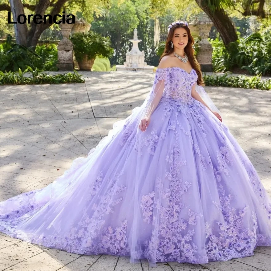 Lorencia Lavander Quinceanera Платье Бальное платье с 3D цветочной аппликацией из бисера и