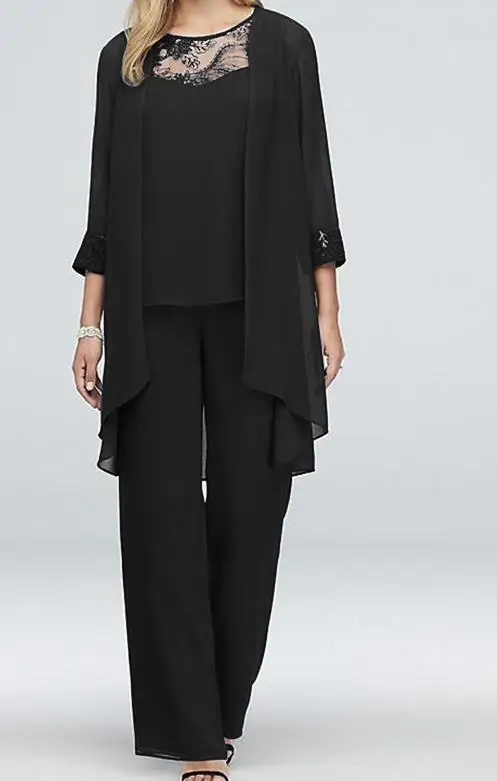 

Женский кружевной шифоновый Комплект из трех предметов, Новый Модный летний Повседневный однотонный элегантный женский костюм-накидка с длинными брюками