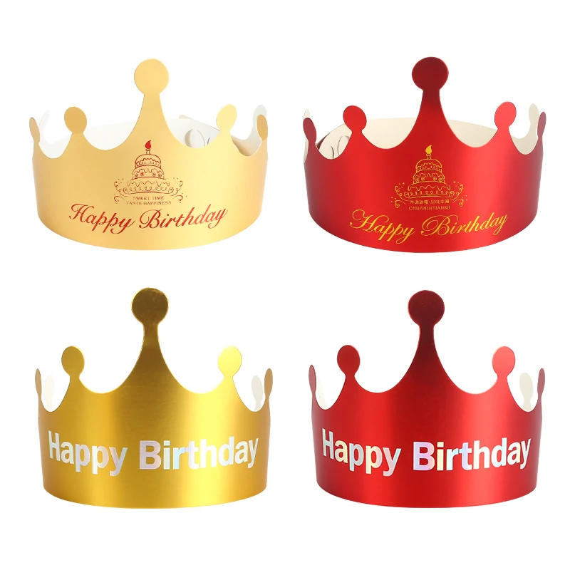 

Classic Birthday Hat Adult Children's Net Red Prince Princess Crown Adjustable Folding Happy Gold Cap Cake Decor Party Headwear