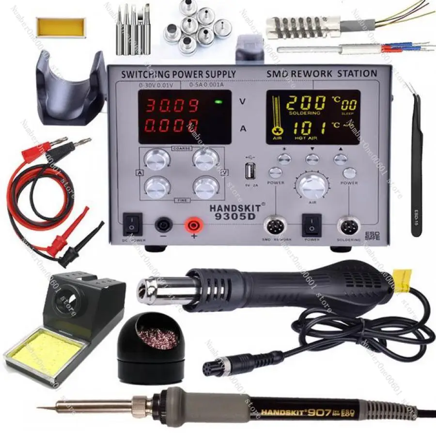 Цифровой паяльник 9305D SMD с термофеном автоматическая паяльная станция для