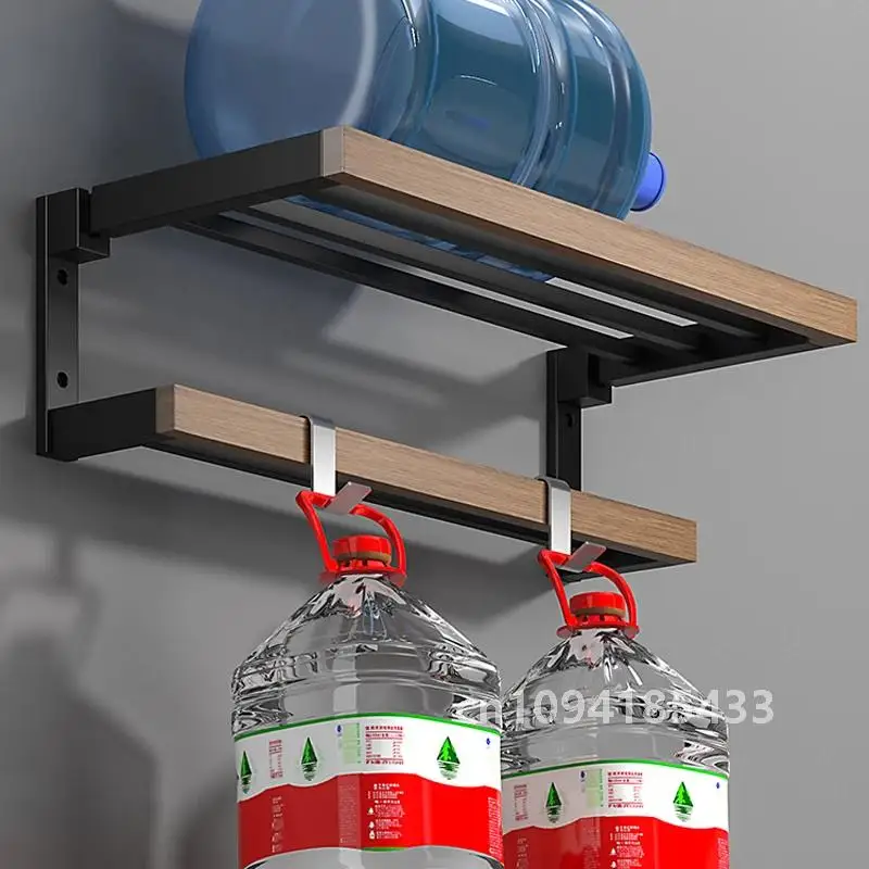 Полка для оборудования ванной комнаты черные деревянные аксессуары настенная