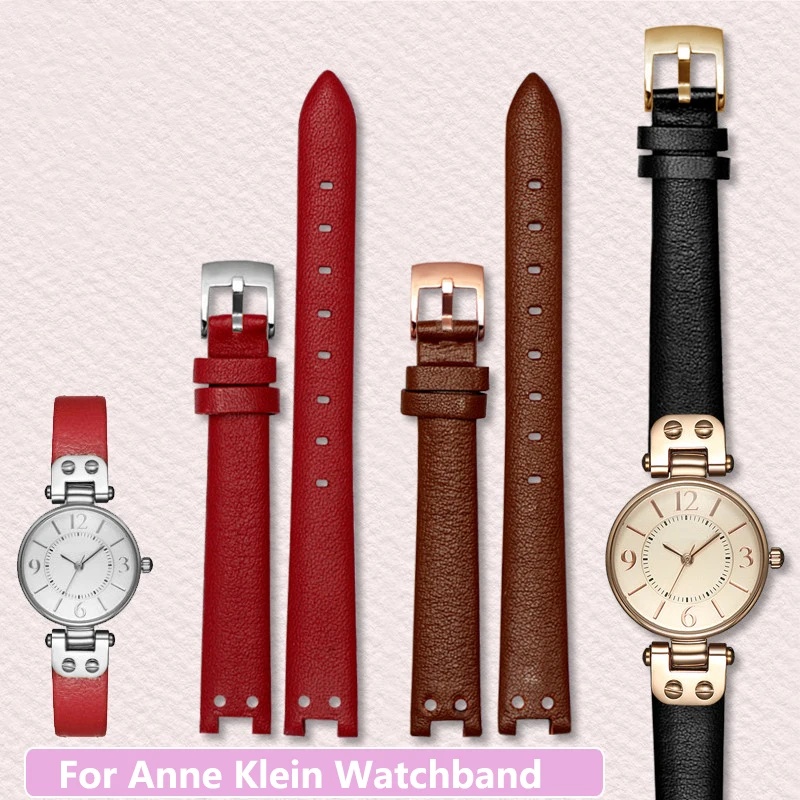 

Genuine Leather Watch Strap for Anne Klein Watchband Notch AK Girl Simple Elegant Belt Small Dial Retro Watch Band 12mm bracelet