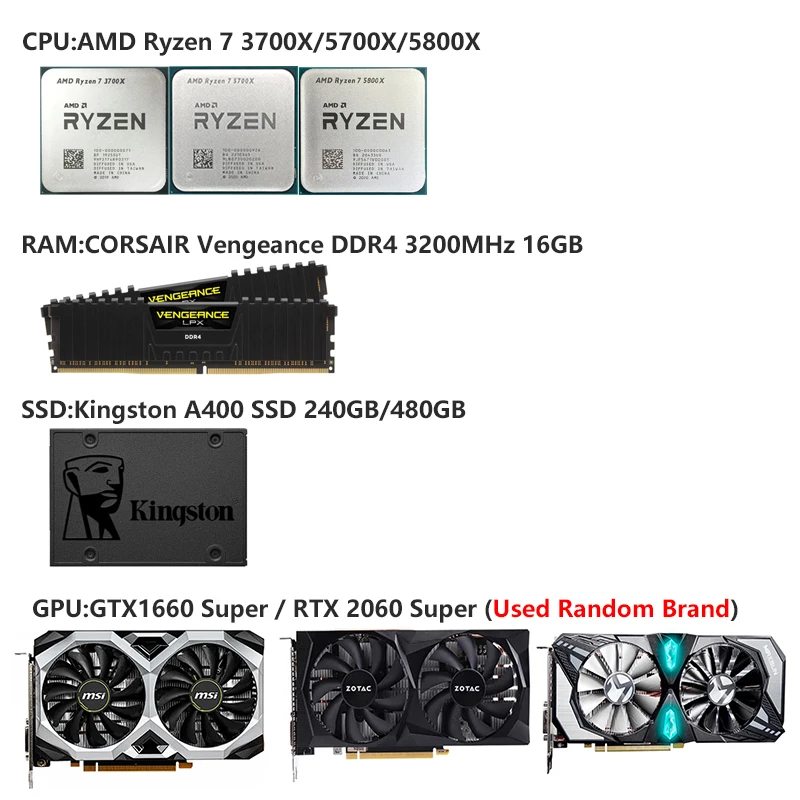 Игровой ПК Ryzen R7 3700X/5700X/5800X DDR4 16 ГБ 480 GTX1660 super/RTX2060 Super ASUS