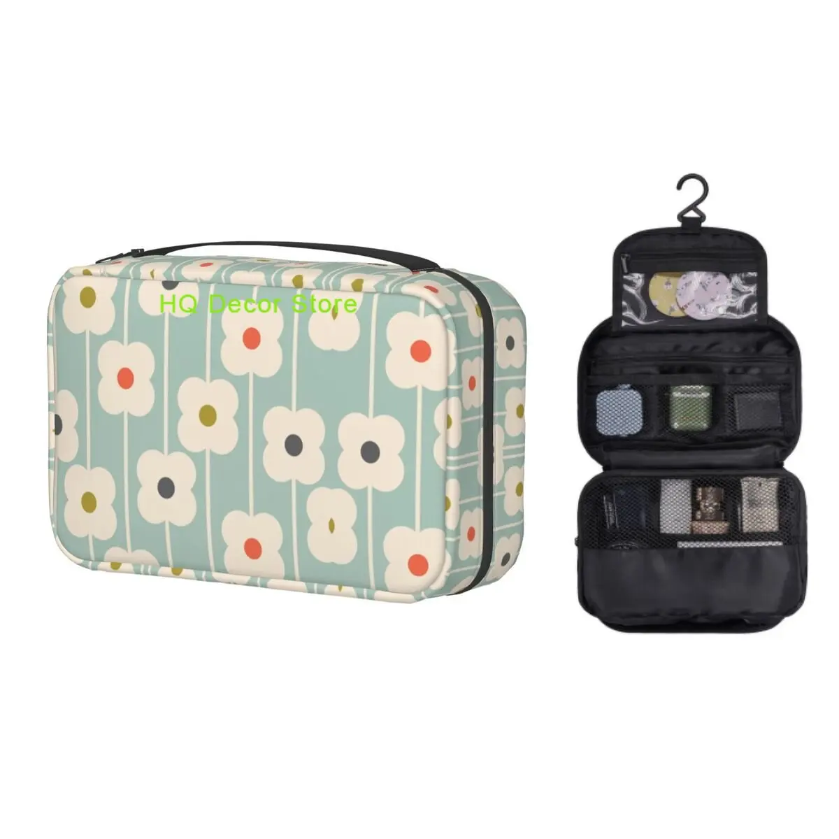 

Fashion Orla Kiely Multi Stem Travel Toiletry Bag for Women Hanging Scandinavian Mid Century Modern Cosmetic Makeup Bag Dopp Kit