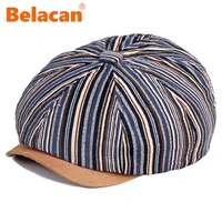 2022 new striped newsboy cap for men soft cotton octagonal hat fashion autumn hats women bone boinas gatsby caps street flat hat