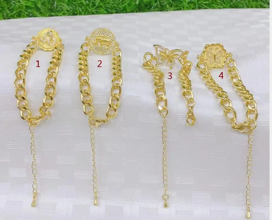 

1 шт. модный кубинский браслет с сердцем и бабочкой на цепочке, Шарм-браслет и браслеты из циркония и золота, регулируемый браслет, ювелирные ...