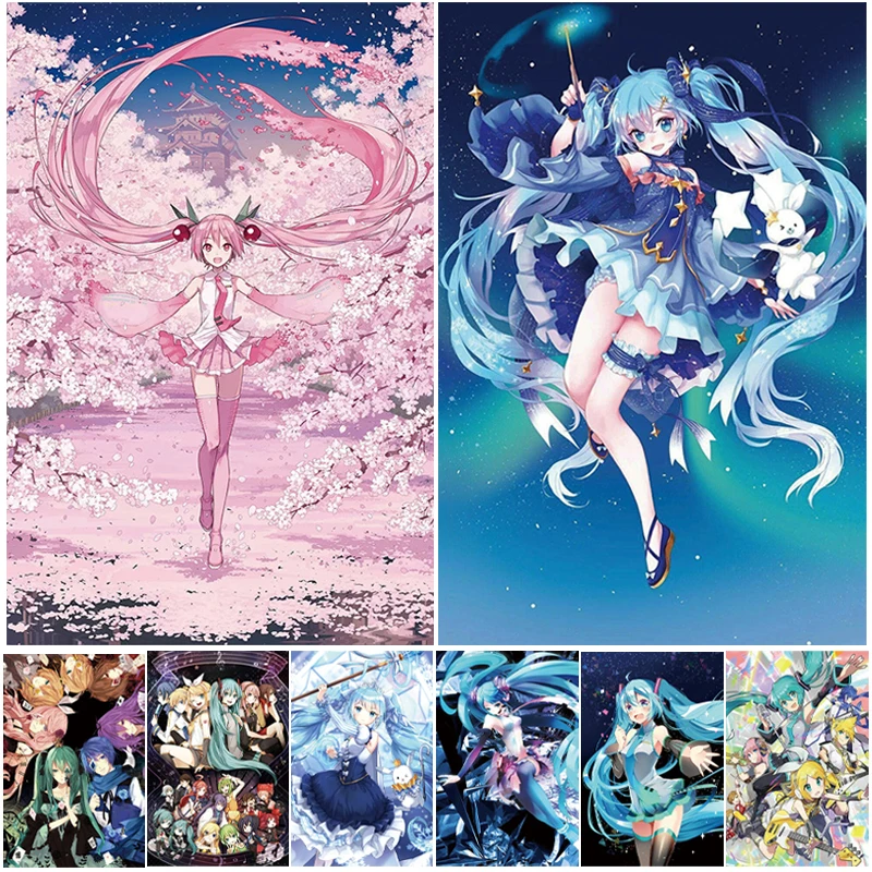 Постер Hatsune Miku аниме плакаты декоративные картины на холсте для стены спальни