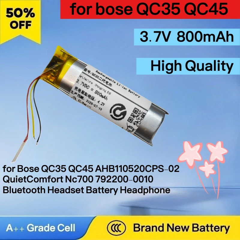 Фото Новый аккумулятор 3,7 В, 800 мАч для Bose QC35 QC45 AHB110520CPS-02 QuietComfort Nc700 792200-0010, аккумулятор для Bluetooth-гарнитуры, наушники №1