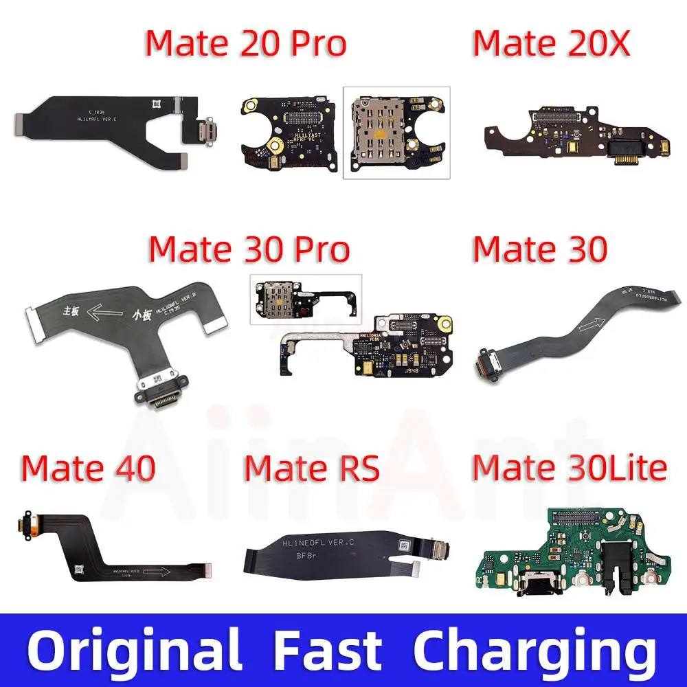 

Original USB Charger Dock Connector Port Charging Board Flex Cable For Huawei Mate 20 20X 30 40 40E Lite Pro RS Sim Phone Parts