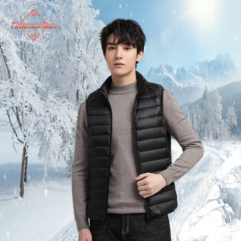 Зимняя куртка для мужчин утка вниз жилет пальто ультралегкий безрукавка пуховик