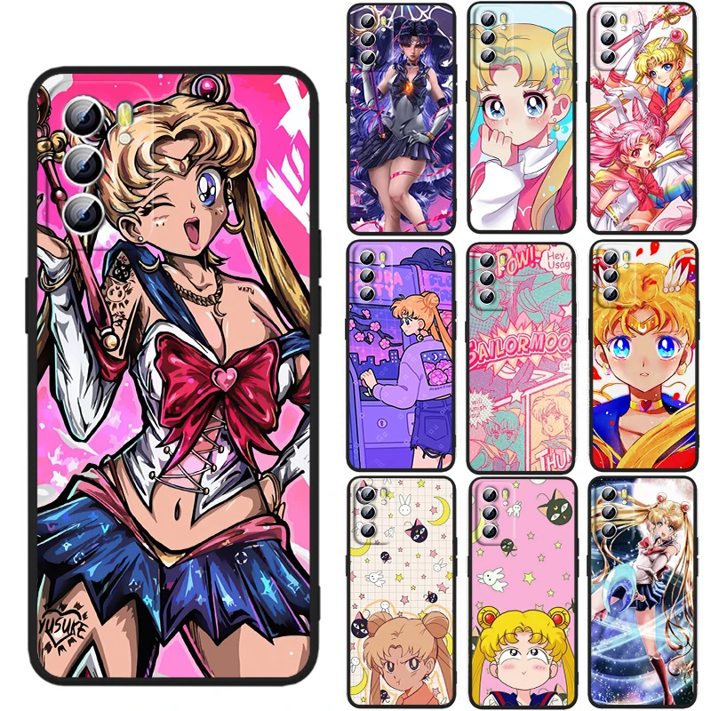 

Magic Sailor Moon For OPPO Reno 7 6 5 4 3 SE Z F Pro Plus 4G 5G Black Phone Case Silicone Cover Soft Shell Funda Capa