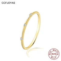 ccfjoyas real 925 sterling silver white crystal zircon thin rings for women minimalist gold silver color wedding fine jewelry