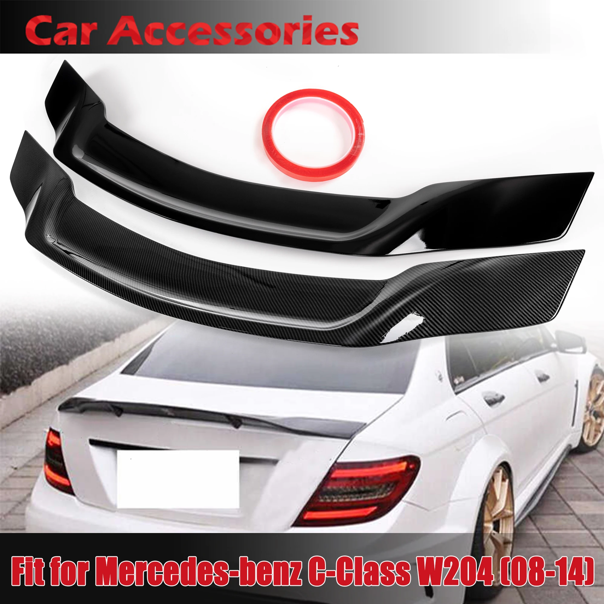 

Rhyming Rear Trunk Spoiler Lid Wing Carbon Fiber Pattern Fit For Mercedes Benz W204 C250 C300 2008-2014 Car External Accessorie