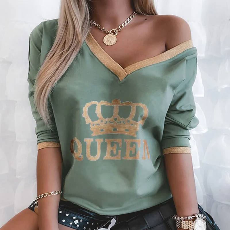 

Женская футболка с длинным рукавом и V-образным вырезом