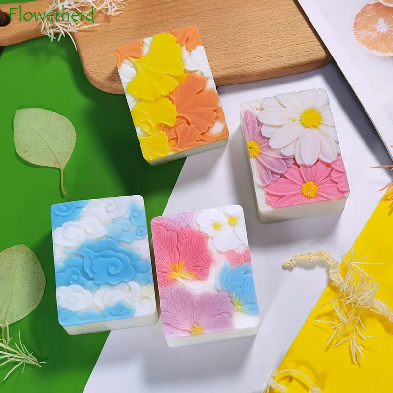 

Petal Handmade Soap Silicone Mold DIY Flower Square Soap Scented Candle Molds for Candle Making Gypsum Diffuser Stone Resin Mold