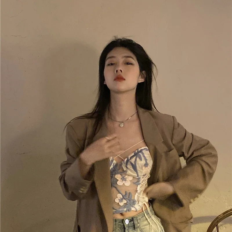 French Chic Sweet Women Camisole Lace Embroidered Lingerie See-through Suspender Vest For Women With A Design Short Sexy