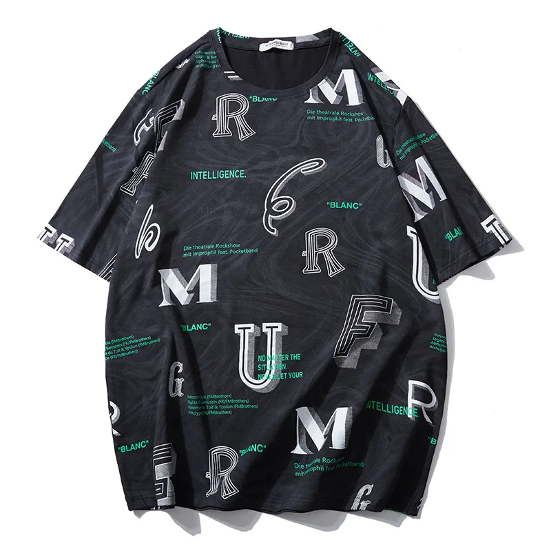 

Мужская футболка с коротким рукавом, круглым вырезом и принтом граффити