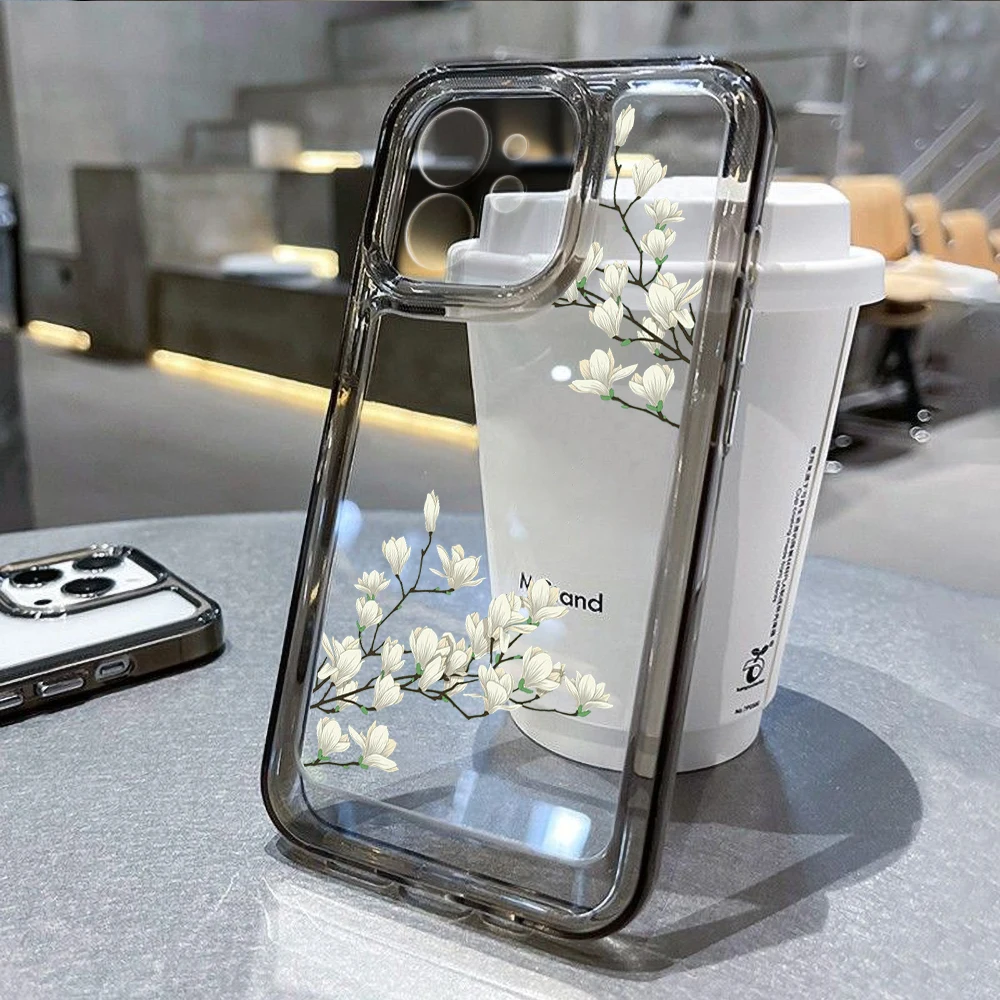 

Soft Clear Phone Case For iPhone 11 Case For iPhone 13 14 11 Pro Max 12 Pro XS Max XR X 8 7 Plus SE 2020 Butterfly Flower Cover