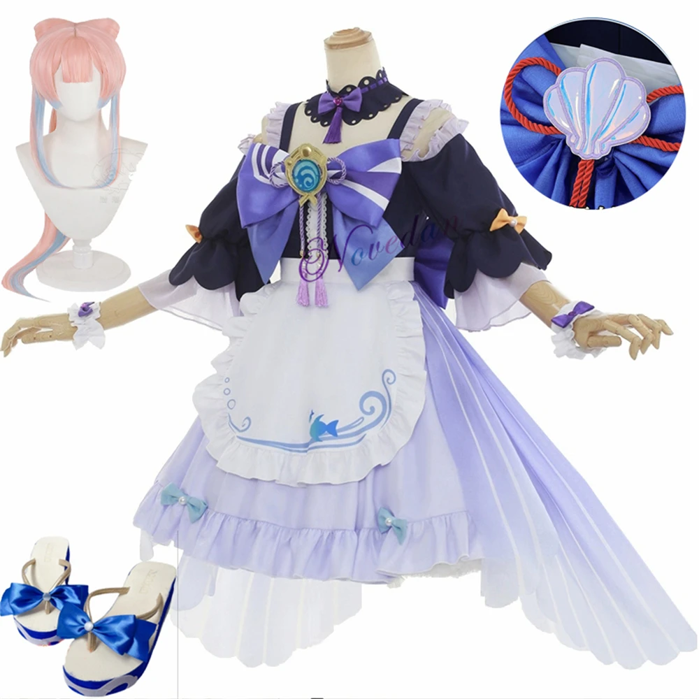 Game Genshin Impact Cosplay Sangonomiya Kokomi Maid Costume Cute Lolita Dress Women Girl Costume Halloween Dress Outfit