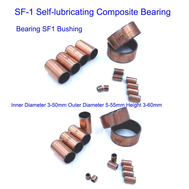 1 PCS Bearing SF1 Bushing Inner Diameter 3-50mm Outer Diameter 5-55mm Height 3-60mm SF-1 Self-lubricating Composite Bearing