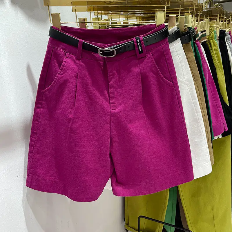 Шорты женские однотонные с высокой талией модные Универсальные повседневные