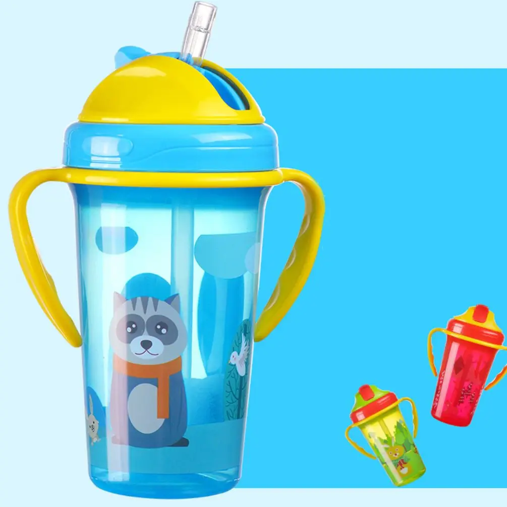 

300ML Learn to Drink Cup Leakproof Cute Anti-fall Drinking Bottle Toddler Water Cup Drinking Cup Cartoon