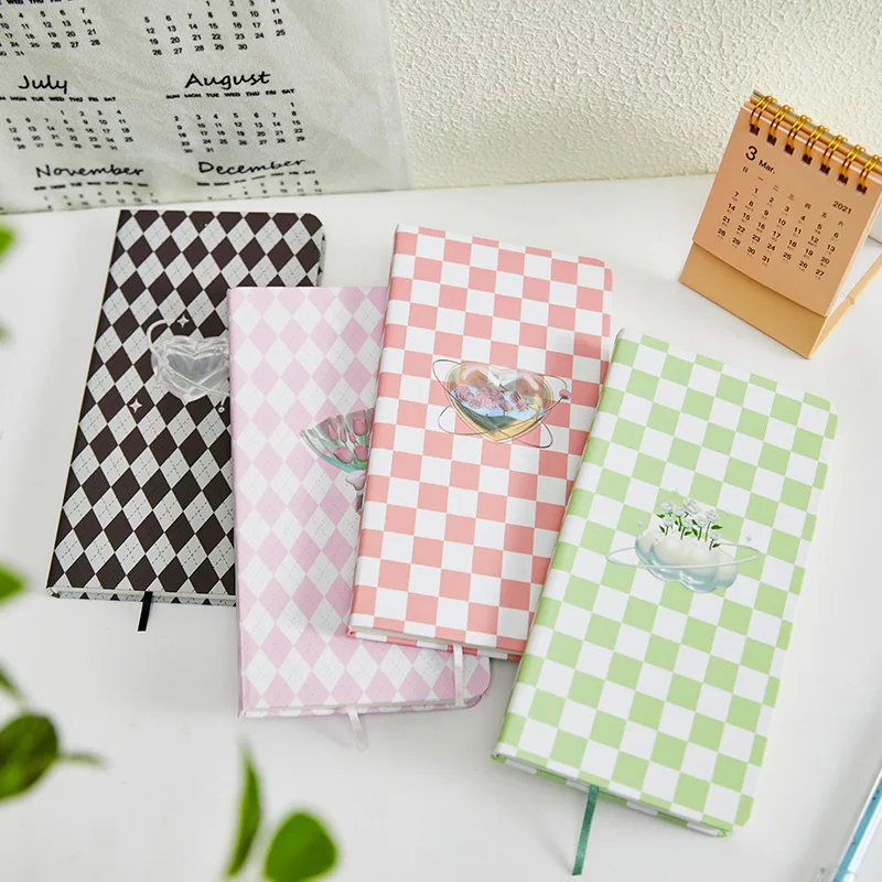 

MOHAMM 80 Sheets Kawaii Checkered Notebook Journals for Scrapbooking To Do Planning Stationery Supplies Diary Schedule