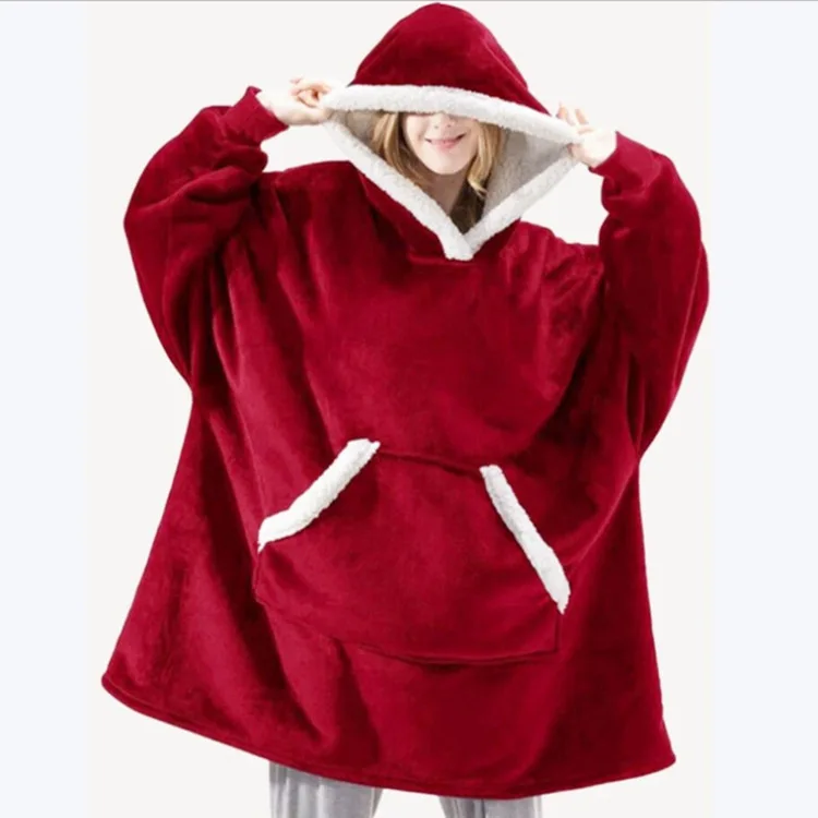 

Winter Thick Comfy TV Blanket Sweatshirt Solid Warm Hooded Blanket Adults and Children Fleece Weighted Blankets for Beds Travel