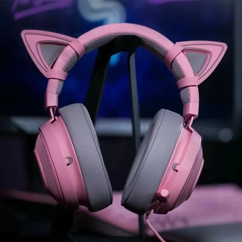 Новинка Kraken Pro V2 кристально-розовые Игровые наушники для девушек с кошачьими