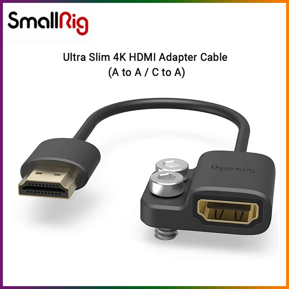 Сверхтонкий переходник SmallRig 4K, переходник с гнездом HDMI типа A на штырь HDMI типа A 4K @ 60HZ для BMPCC 4K & 6K для Sony для Panasonic 3019